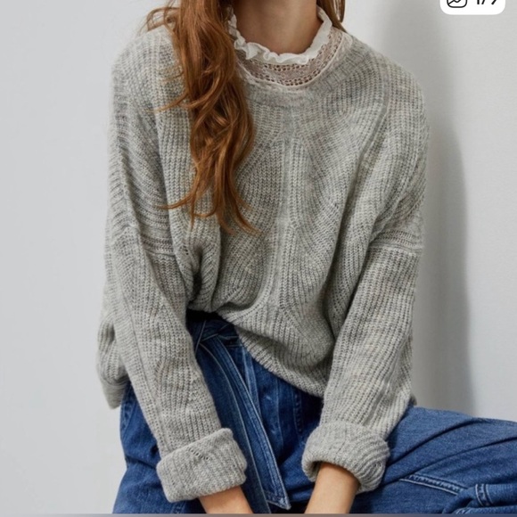 Anthropologie Keely Cable Knit Lightweight Sweater Gray - Picture 12 of 12